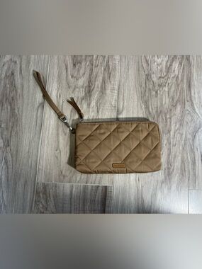 Vera Bradley Quilted Wristlet in Camel Brown